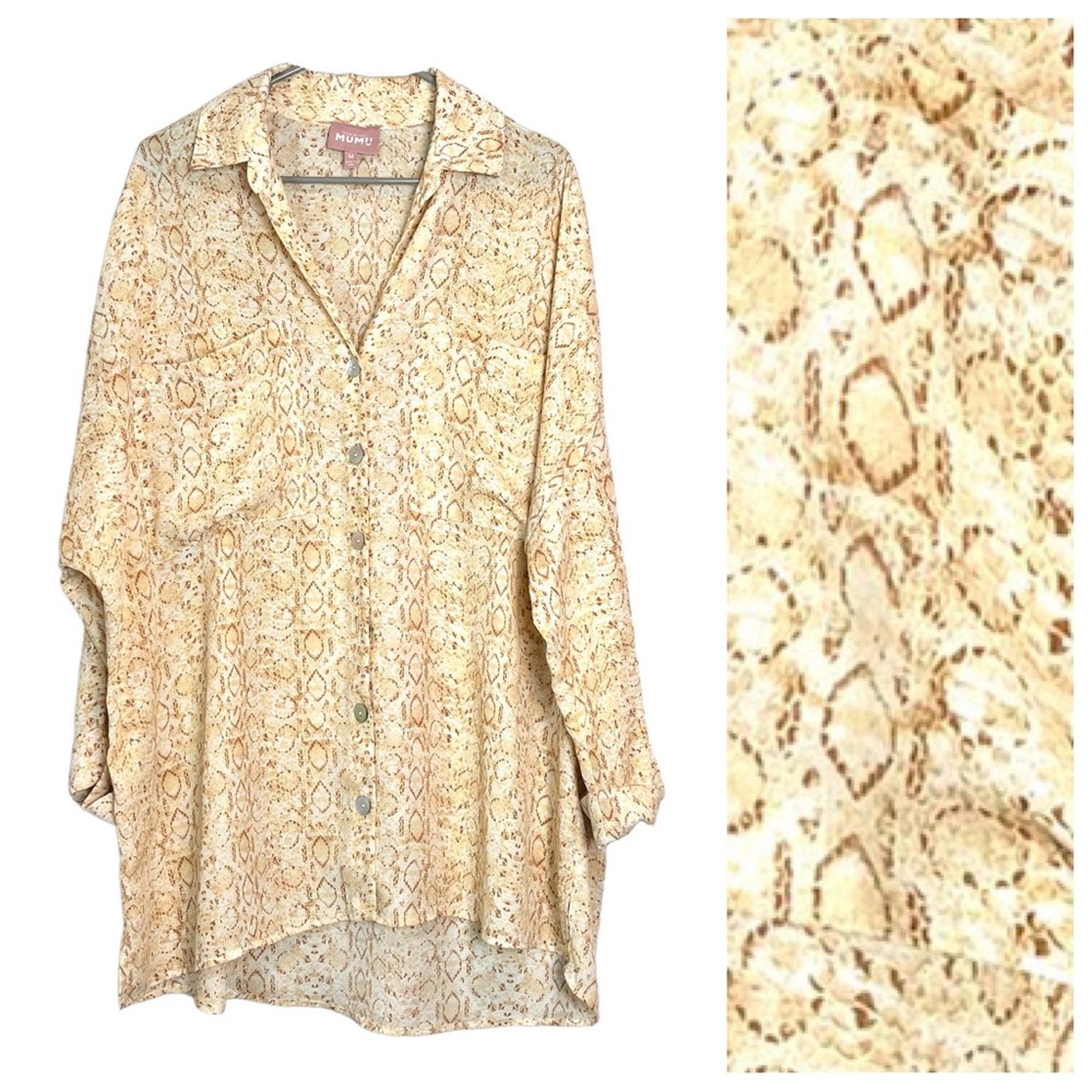 Show Me Your MuMu Yellow Snake Print Button-Down Top